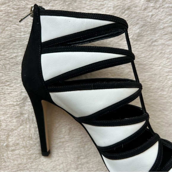 Ivanka Black & White Derry Open Toe Booties - Picture 4 of 5